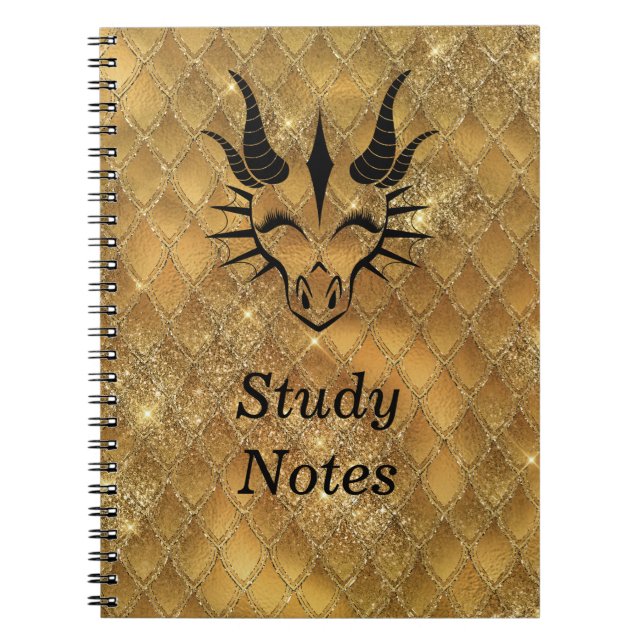 Carnet Chic Dragon Tête Noire & Scales Dragon Or (Devant)