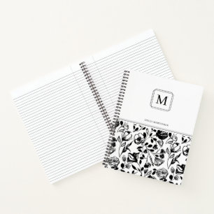 Carnet Chic Elegant Monogramme noir blanc Motif