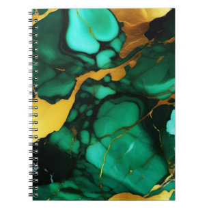 Carnet Chic Elegant vert foncé jaune Faux Marble