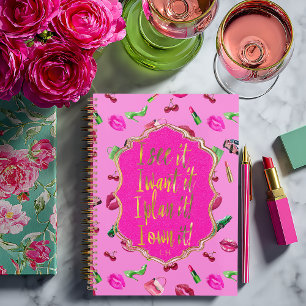 Carnet Chic et Amusant Rose Chaud et Vert Glam « Je le vo