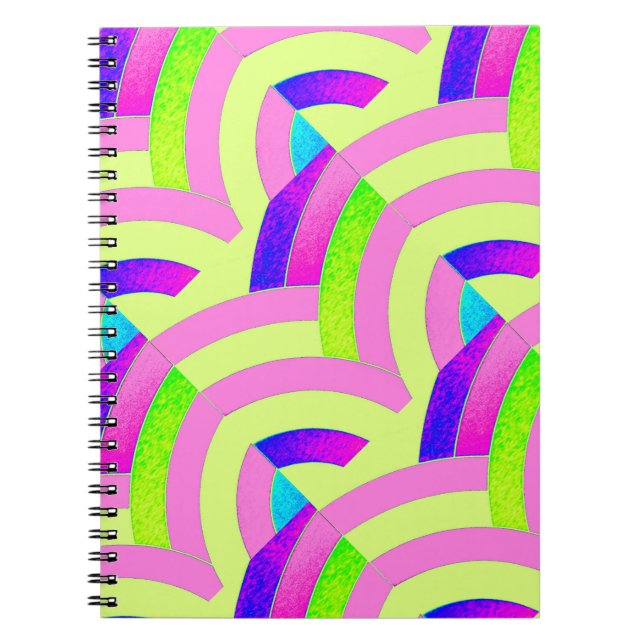 Carnet chic et moderne, chevrons rose/vert (Devant)
