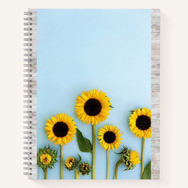 Carnet Chic Fille Florale Jaune Tournesol Maigre Gris (Devant)