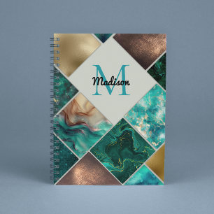 Carnet Chic girly faux Parties scintillant or turquoise g