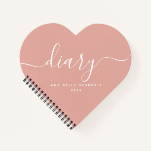 Carnet Chic Girly tendance moderne Blush Pink Heart Journ