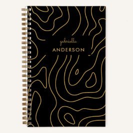 Carnet Chic Gold Line Topographie et nom de script Monogr