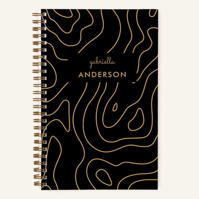 Carnet Chic Gold Line Topographie et nom de script Monogr (Recto)