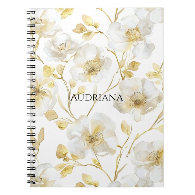 Carnet Chic Gold White Floral (Devant)