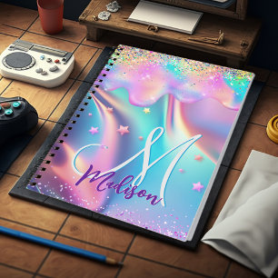 Carnet Chic holographique monogramme de parties scintilla