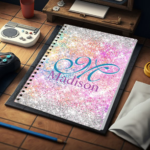 Carnet Chic irisé rose argent faux parties scintillant mo