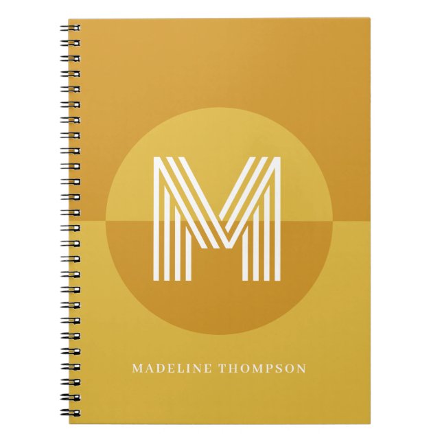 Carnet Chic Jaune Moutarde Géométrique Monogramme Moderne (Devant)