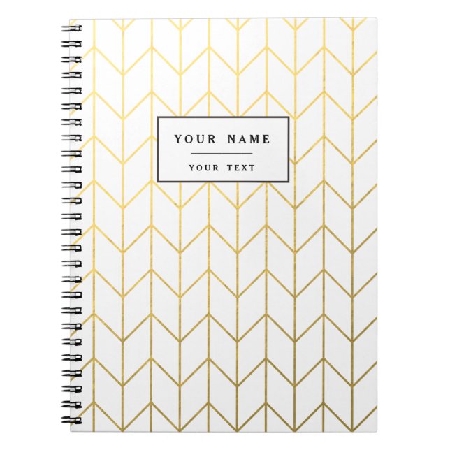 Carnet Chic moderne d'arrière - plan blanc de Chevron (Devant)