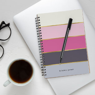 Carnet Chic moderne rayures personnalisées