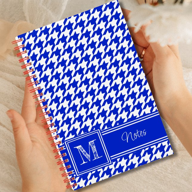 Carnet Chic Monogramme Royal Blue Houndstooth Bullet (Créateur téléchargé)