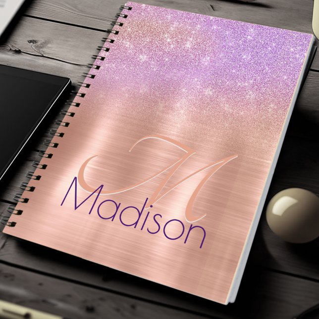 Carnet Chic ombre rose rose rose parties scintillant mono (Créateur téléchargé)