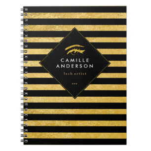 Carnet chic personnalisable d'artiste de cil d'or