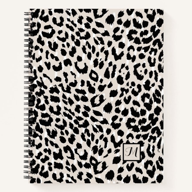 Carnet Chic Poster de animal naturel et noir avec Monogra (Devant)
