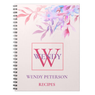 Carnet Chic printemps floral rose Monogramme Recette livr