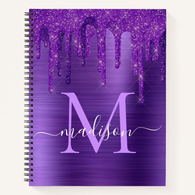 Carnet Chic Purple Parties scintillant de séchage brosse  (Devant)