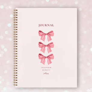 Carnet Chic Rose Feminine Red Bows Nom de la coquette