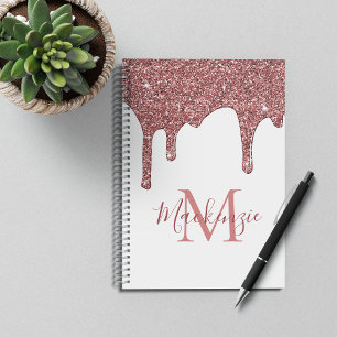 Carnet Chic Rose Gold Parties scintillant gouttes Monogra