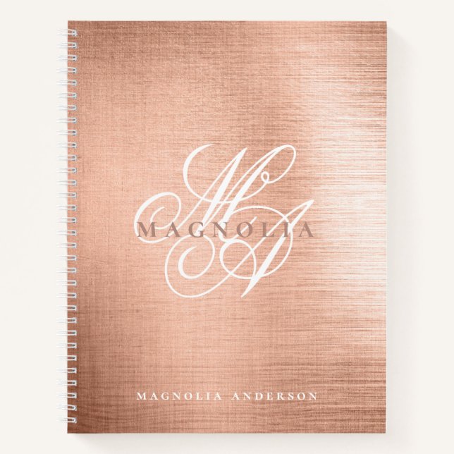 Carnet Chic Rose Gold Script Monogramme (Devant)