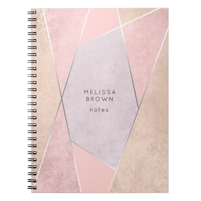 Carnet Chic RoseOr Géométrique tendance élégant argent ro (Devant)