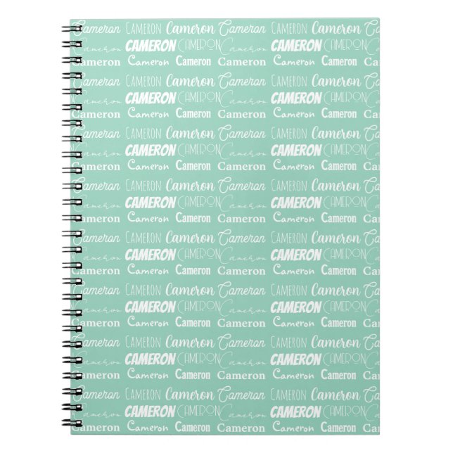 Carnet Chic Seafoam Green Personalized Name Collage (Devant)