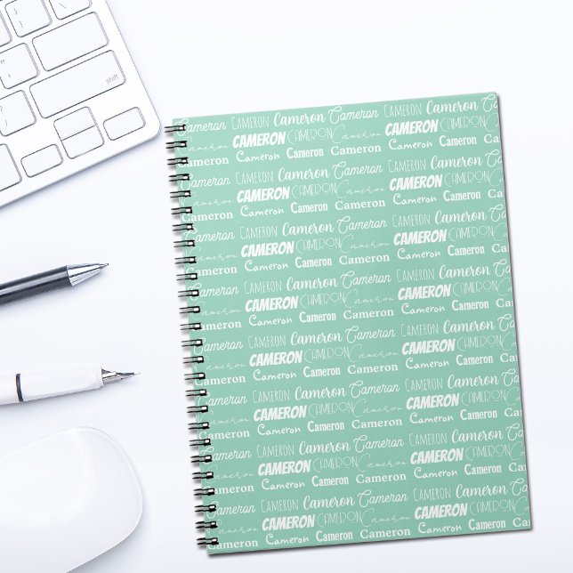 Carnet Chic Seafoam Green Personalized Name Collage (Créateur téléchargé)