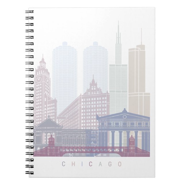 CARNET CHICAGO SKYLINE POSTER PASTEL (Devant)