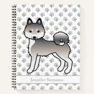 Carnet Chien Alaskan Klee Kai gris et blanc & Texte perso