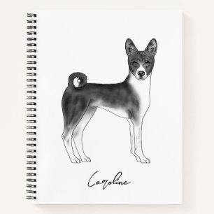 Carnet Chien Basenji En Noir Et Blanc Avec Nom Personnali
