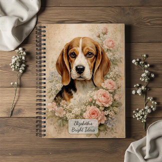 Carnet Chien Beagle avec des Roses