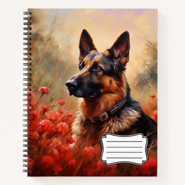 Carnet Chien berger allemand en pavot (Devant)