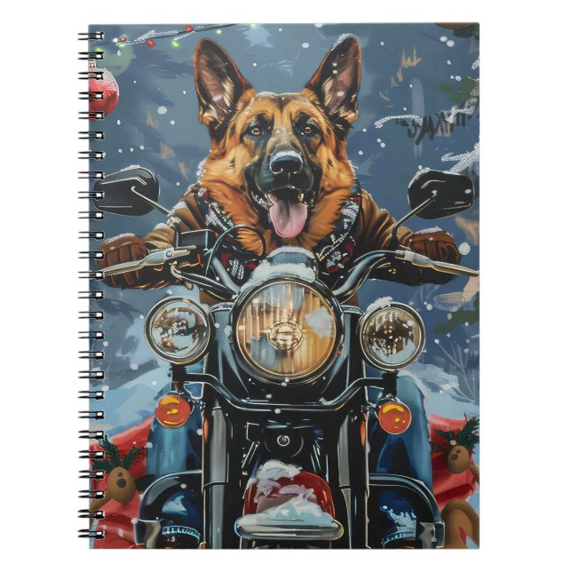 Carnet Chien berger allemand équitation moto Noël (Devant)