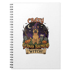 Carnet Chien Berger Allemand Fou Sorcière Halloween Citro