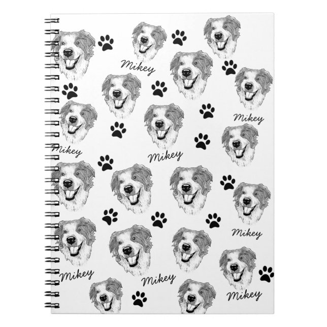 Carnet Chien berger australien Dessin personnalisé à la m (Devant)