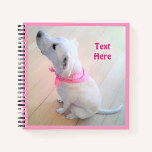 Carnet Chien blanc mignon portant Écharpe rose Cadeau de