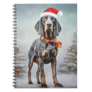 Carnet Chien Bluetick Coonhound dans la neige de Noël