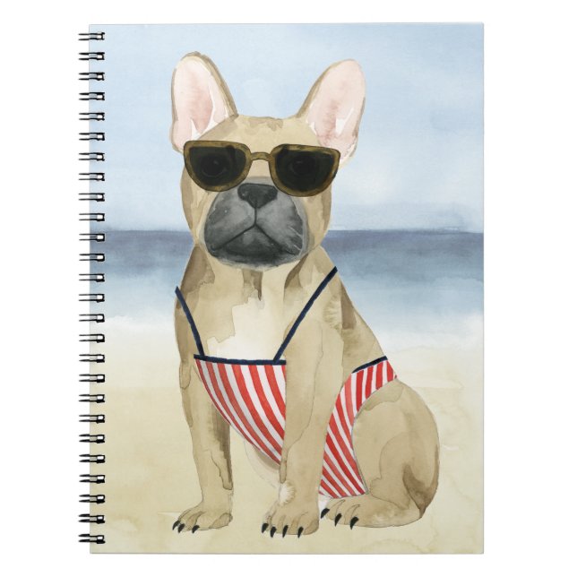 Carnet Chien chaud | Chiot En Lunettes De Soleil À La Pla (Devant)