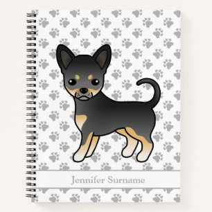 Carnet Chien Chihuahua à poil lisse noir et feu & Texte