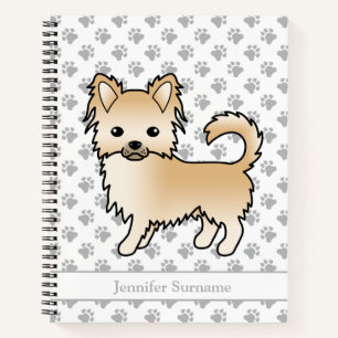 Carnet Chien Chihuahua à poil long couleur faon & Texte p