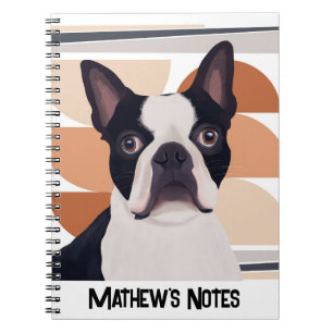 Carnet Chien de Boston Terrier - Orange Géométrique