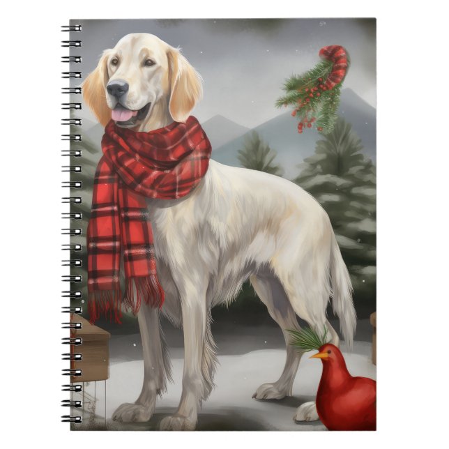 Carnet Chien de coin anglais en Noël de neige (Devant)