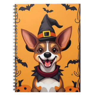 Carnet Chien de dessin animé adorable déguisé en sorcière