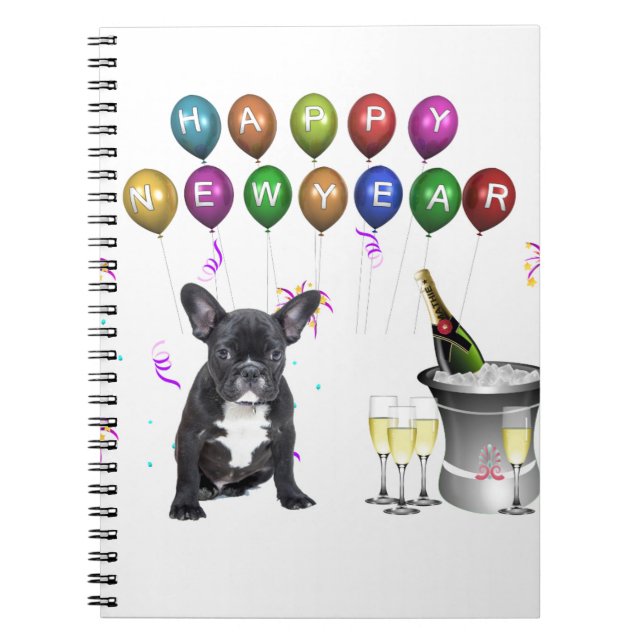 Carnet Chien de taureau français Nouvel An (Devant)