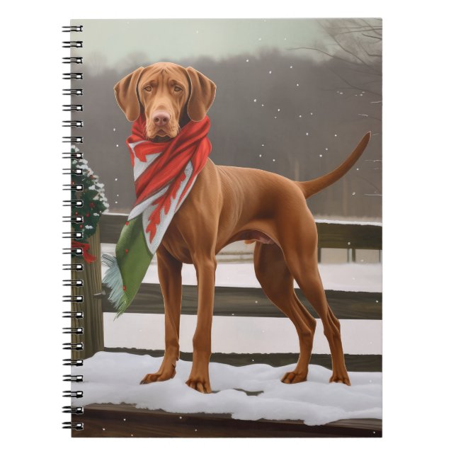 Carnet Chien de Vizsla à Noël de neige (Devant)