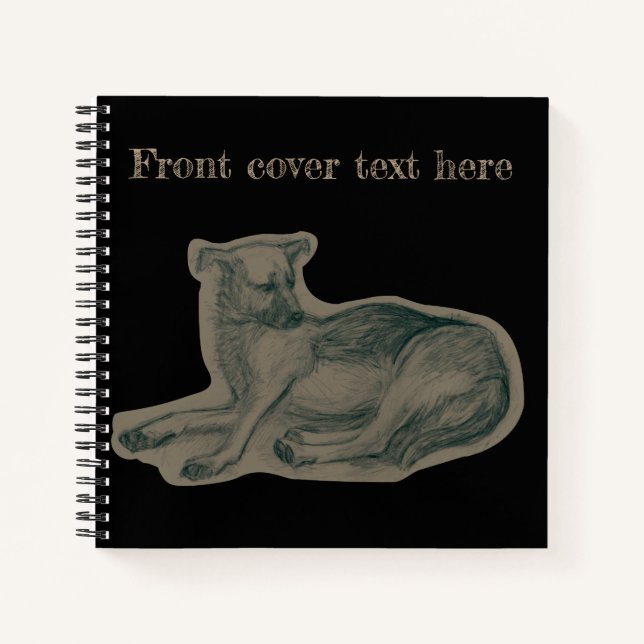 Carnet Chien. Dessin au crayon. (Devant)