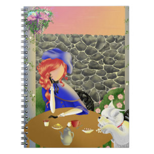 Carnet Chien et Dame au Café au coucher du soleil