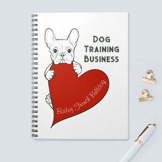 Carnet Chien français mignon personnalisé avec un coeur r