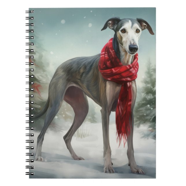 Carnet Chien gris à Noël de neige (Devant)